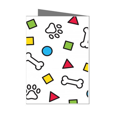 Dog Paw Seamless Pattern Footprint Bone Mini Greeting Cards (Pkg of 8) from ArtsNow.com Left