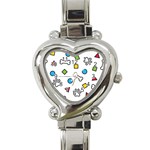 Dog Paw Seamless Pattern Footprint Bone Heart Italian Charm Watch