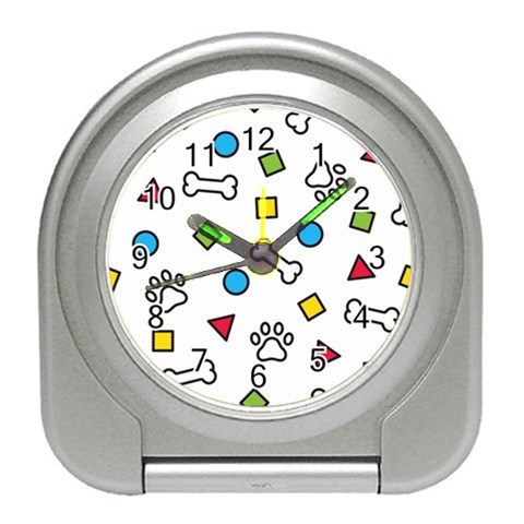 Dog Paw Seamless Pattern Footprint Bone Travel Alarm Clock from ArtsNow.com Front