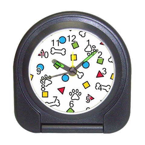 Dog Paw Seamless Pattern Footprint Bone Travel Alarm Clock from ArtsNow.com Front
