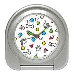 Dog Paw Seamless Pattern Footprint Bone Travel Alarm Clock