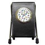 Dog Paw Seamless Pattern Footprint Bone Pen Holder Desk Clock