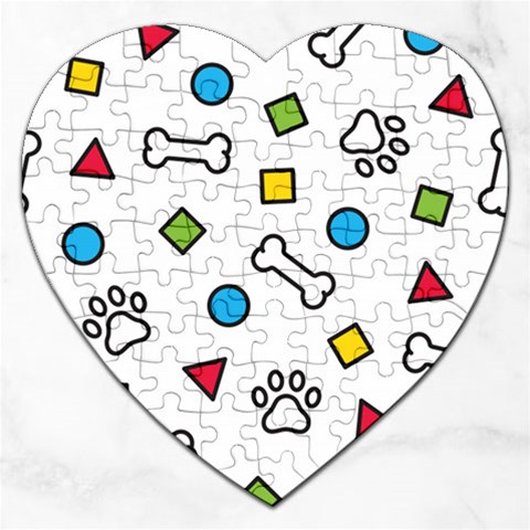 Dog Paw Seamless Pattern Footprint Bone Jigsaw Puzzle (Heart) from ArtsNow.com Front
