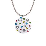 Dog Paw Seamless Pattern Footprint Bone 1  Button Necklace