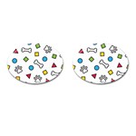 Dog Paw Seamless Pattern Footprint Bone Cufflinks (Oval)
