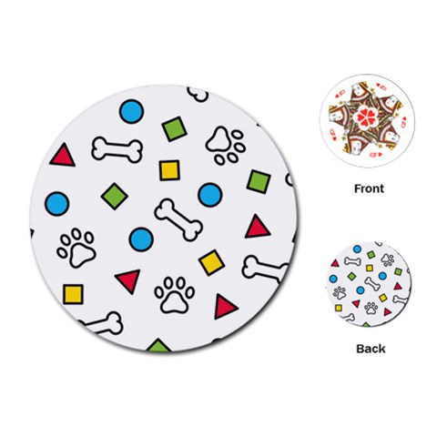 Dog Paw Seamless Pattern Footprint Bone Playing Cards Single Design (Round) from ArtsNow.com Front