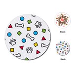 Dog Paw Seamless Pattern Footprint Bone Playing Cards Single Design (Round)