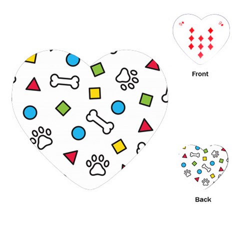 Dog Paw Seamless Pattern Footprint Bone Playing Cards Single Design (Heart) from ArtsNow.com Front