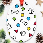 Dog Paw Seamless Pattern Footprint Bone Oval Ornament (Two Sides)