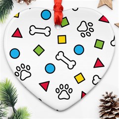 Dog Paw Seamless Pattern Footprint Bone Heart Ornament (Two Sides) from ArtsNow.com Front