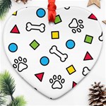 Dog Paw Seamless Pattern Footprint Bone Heart Ornament (Two Sides)