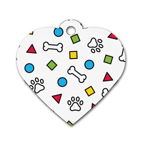 Dog Paw Seamless Pattern Footprint Bone Dog Tag Heart (One Side) from ArtsNow.com Front