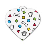Dog Paw Seamless Pattern Footprint Bone Dog Tag Heart (Two Sides)