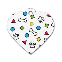 Dog Paw Seamless Pattern Footprint Bone Dog Tag Heart (Two Sides) from ArtsNow.com Back