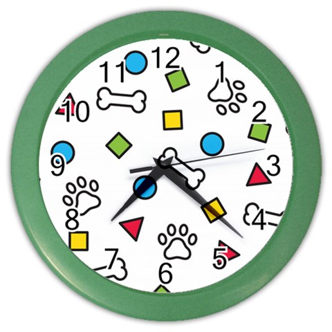 Dog Paw Seamless Pattern Footprint Bone Color Wall Clock from ArtsNow.com Front