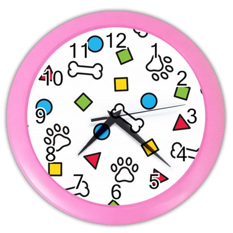 Dog Paw Seamless Pattern Footprint Bone Color Wall Clock from ArtsNow.com Front