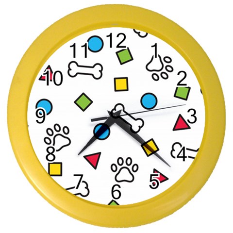 Dog Paw Seamless Pattern Footprint Bone Color Wall Clock from ArtsNow.com Front