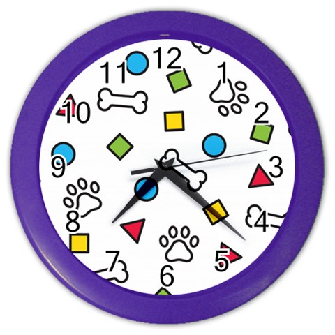 Dog Paw Seamless Pattern Footprint Bone Color Wall Clock from ArtsNow.com Front