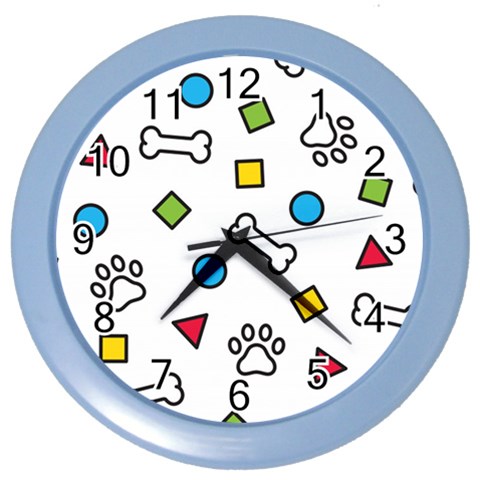 Dog Paw Seamless Pattern Footprint Bone Color Wall Clock from ArtsNow.com Front