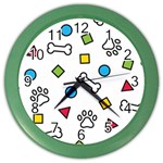 Dog Paw Seamless Pattern Footprint Bone Color Wall Clock