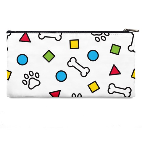 Dog Paw Seamless Pattern Footprint Bone Pencil Case from ArtsNow.com Back