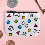 Dog Paw Seamless Pattern Footprint Bone Mini Coin Purse