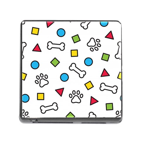 Dog Paw Seamless Pattern Footprint Bone Memory Card Reader (Square 5 Slot) from ArtsNow.com Front