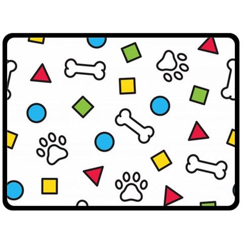 Dog Paw Seamless Pattern Footprint Bone Fleece Blanket (Large) from ArtsNow.com 80 x60  Blanket Front