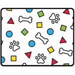 Dog Paw Seamless Pattern Footprint Bone Fleece Blanket (Medium)