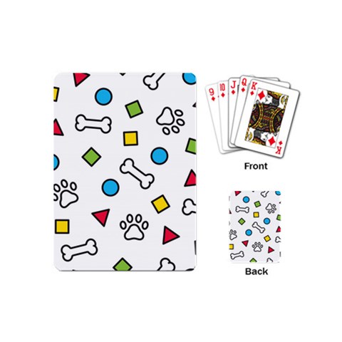 Dog Paw Seamless Pattern Footprint Bone Playing Cards Single Design (Mini) from ArtsNow.com Back