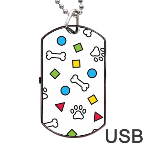Dog Paw Seamless Pattern Footprint Bone Dog Tag USB Flash (One Side) from ArtsNow.com Front