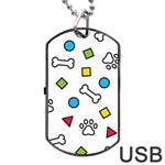 Dog Paw Seamless Pattern Footprint Bone Dog Tag USB Flash (Two Sides)