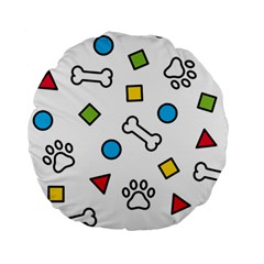 Dog Paw Seamless Pattern Footprint Bone Standard 15  Premium Round Cushions from ArtsNow.com Front