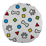 Dog Paw Seamless Pattern Footprint Bone Large 18  Premium Round Cushions