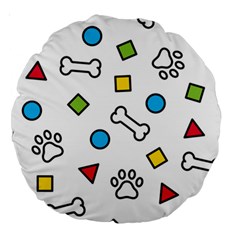 Dog Paw Seamless Pattern Footprint Bone Large 18  Premium Round Cushions from ArtsNow.com Back