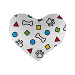Dog Paw Seamless Pattern Footprint Bone Standard 16  Premium Heart Shape Cushions