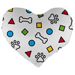 Dog Paw Seamless Pattern Footprint Bone Large 19  Premium Heart Shape Cushions