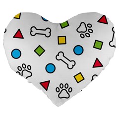 Dog Paw Seamless Pattern Footprint Bone Large 19  Premium Heart Shape Cushions from ArtsNow.com Back