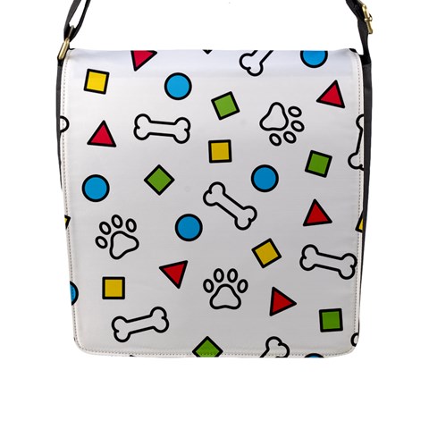 Dog Paw Seamless Pattern Footprint Bone Flap Closure Messenger Bag (L) from ArtsNow.com Front