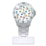 Dog Paw Seamless Pattern Footprint Bone Plastic Nurses Watch