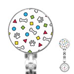 Dog Paw Seamless Pattern Footprint Bone Stainless Steel Nurses Watch
