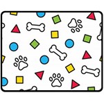 Dog Paw Seamless Pattern Footprint Bone Two Sides Fleece Blanket (Medium)