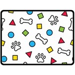 Dog Paw Seamless Pattern Footprint Bone Two Sides Fleece Blanket (Large)