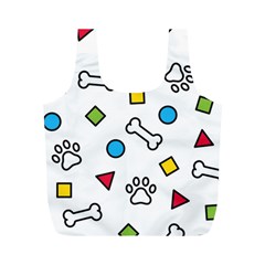 Dog Paw Seamless Pattern Footprint Bone Full Print Recycle Bag (M) from ArtsNow.com Back