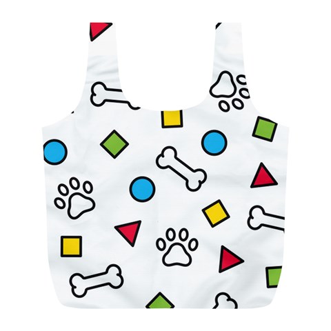 Dog Paw Seamless Pattern Footprint Bone Full Print Recycle Bag (L) from ArtsNow.com Back