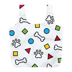 Dog Paw Seamless Pattern Footprint Bone Full Print Recycle Bag (L) from ArtsNow.com Back