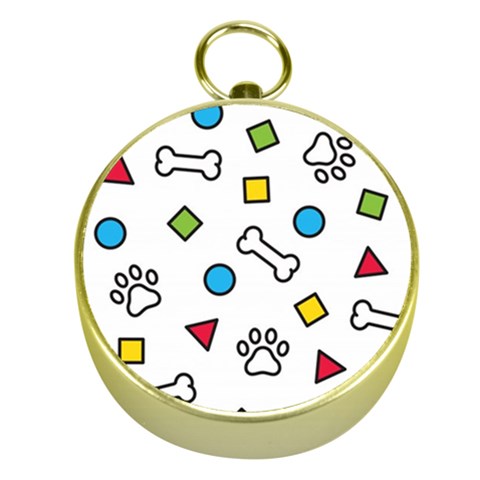 Dog Paw Seamless Pattern Footprint Bone Gold Compasses from ArtsNow.com Front