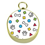 Dog Paw Seamless Pattern Footprint Bone Gold Compasses