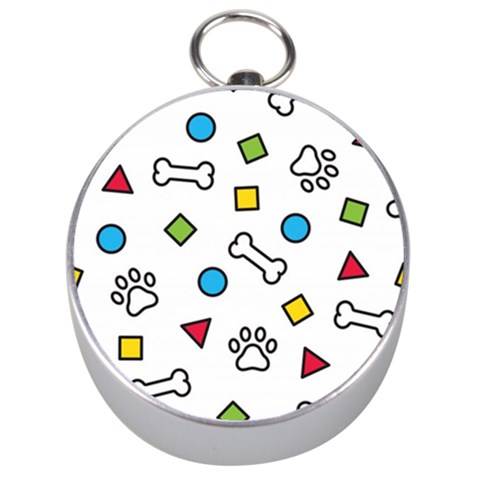 Dog Paw Seamless Pattern Footprint Bone Silver Compasses from ArtsNow.com Front