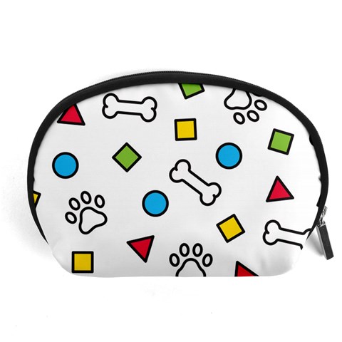 Dog Paw Seamless Pattern Footprint Bone Accessory Pouch (Large) from ArtsNow.com Front